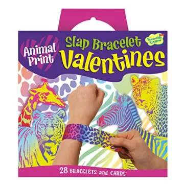 Animal Print Slap Bracelets Valentine Cards for Kids