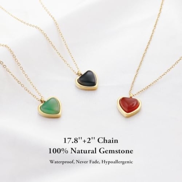SmileBelle Heart Pendant Necklace - Gold & Red Charm