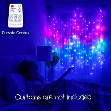 Something Unicorn - Purple Ombre LED String Curtain Lights with Remote for Teen Room, Girls Room, Co...