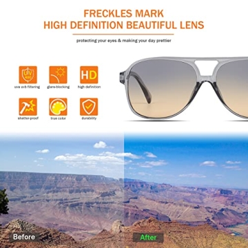 Freckles Mark Vintage Retro 70s Aviator Sunglasses for All