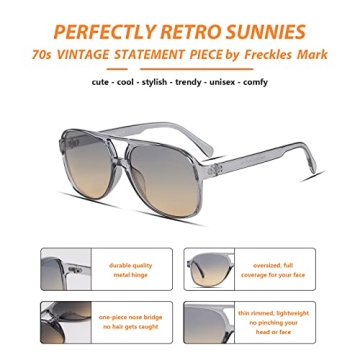 Freckles Mark Vintage Retro 70s Aviator Sunglasses for All