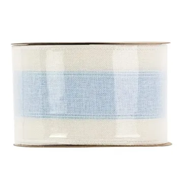 MEEDEE Elegant Blue and White Stripe Wired Ribbon for Crafts