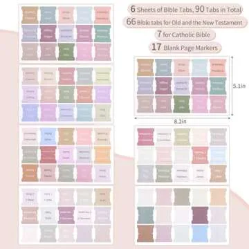 EOOUT Bible Tabs, 90 Tabs, Morandi Laminated Bible Tabs for Women and Men, Bible Book Tabs, Testamen...