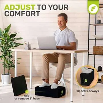 ErgoFoam Foot Rest for Under Desk at Work - Chiropractor-Endorsed 2-in-1 Adjustable Under Desk Footrest - Ergonomic Foot Stool with High-Density, Compression-Resistant Foam - Nonslip Desk Foot Rest