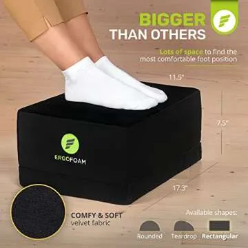 ErgoFoam Foot Rest for Under Desk at Work - Chiropractor-Endorsed 2-in-1 Adjustable Under Desk Footrest - Ergonomic Foot Stool with High-Density, Compression-Resistant Foam - Nonslip Desk Foot Rest