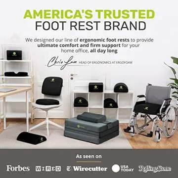 ErgoFoam Foot Rest for Under Desk at Work - Chiropractor-Endorsed 2-in-1 Adjustable Under Desk Footrest - Ergonomic Foot Stool with High-Density, Compression-Resistant Foam - Nonslip Desk Foot Rest