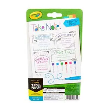 Crayola Take Note Felt Tip Pens, Assorted Colors, School Supplies, At Home Crafts for Kids, 6 Count