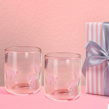 Skylety Bow Icon Juice Glass Coquette Cup Set for Stylish Drinks
