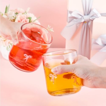 Skylety Bow Icon Juice Glass Coquette Cup Set for Stylish Drinks