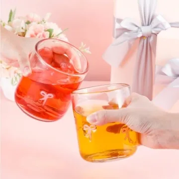 Skylety Bow Icon Juice Glass Coquette Cup Set for Stylish Drinks