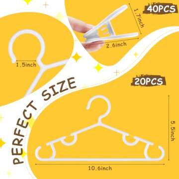Hsei Baby Hangers with Clips, 60 Pack Set for Toddlers