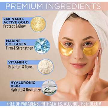 Luxury Gold Under Eye Patches for Dark Circles & Puffiness