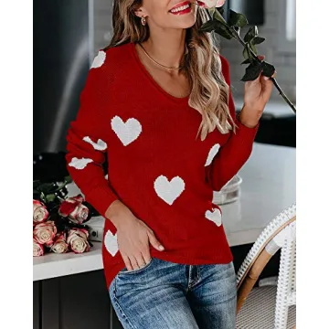 Sherrylily Pullover Sweater - Lightweight & Cute Heart Print