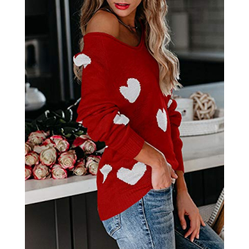 Sherrylily Pullover Sweater - Lightweight & Cute Heart Print