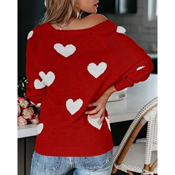 Sherrylily Pullover Sweater - Lightweight & Cute Heart Print