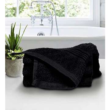 Belizzi Home Ultra Soft Cotton Washcloths, Contains 24 Piece Face Cloths 12x12 inch, Ideal for Everyday use Face Towels, Compact & Lightweight Multi Purpose Washcloths - Black