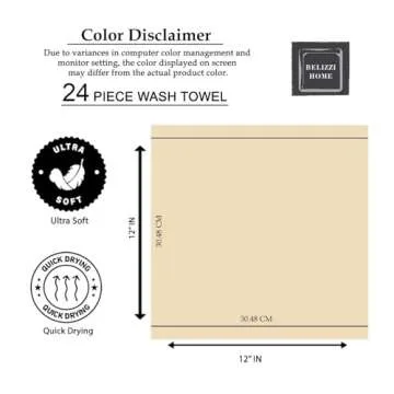 Belizzi Home Ultra Soft Cotton Washcloths, Contains 24 Piece Face Cloths 12x12 inch, Ideal for Everyday use Face Towels, Compact & Lightweight Multi Purpose Washcloths - Black
