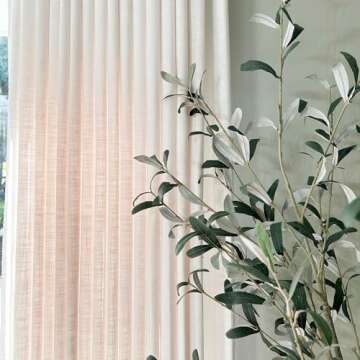 HOMERILLA Pinch Pleated Curtains 96 Inches Long,Unlined Room Darkening Drapes for Living Room,Lille Linen Pinch Pleated Curtains for Sliding Glass Door,W52 x L96,White,1 Panel.