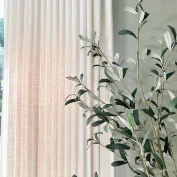 HOMERILLA Pinch Pleated Curtains 96 Inches Long,Unlined Room Darkening Drapes for Living Room,Lille Linen Pinch Pleated Curtains for Sliding Glass Door,W52 x L96,White,1 Panel.