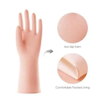 COOLJOB 2 Pairs Thickened Rubber Gloves with Cotton Lining & Non-slip Grip, Colorful Household Long ...