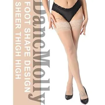 DancMolly Lace Thigh High Stockings - 2 Pairs in Rich Colors