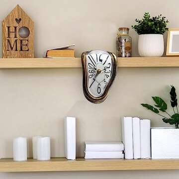 Melting Clock Salvador Dali Melting Clock,Funny Melted Clock Decor Maximalist Decor Melting Clock Wall for Decorative Home Office Shelf Desk Table Funny Creative Gift