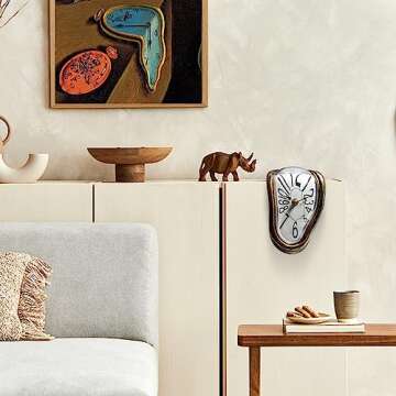 Melting Clock Salvador Dali Melting Clock,Funny Melted Clock Decor Maximalist Decor Melting Clock Wall for Decorative Home Office Shelf Desk Table Funny Creative Gift