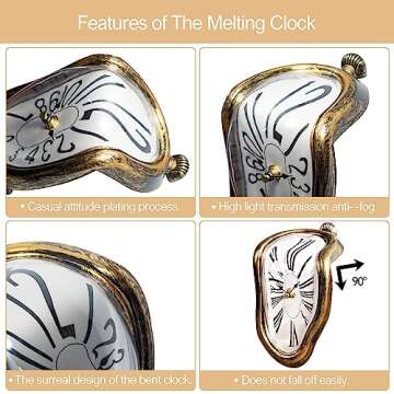 Melting Clock Salvador Dali Melting Clock,Funny Melted Clock Decor Maximalist Decor Melting Clock Wall for Decorative Home Office Shelf Desk Table Funny Creative Gift