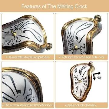 Melting Clock Salvador Dali Melting Clock,Funny Melted Clock Decor Maximalist Decor Melting Clock Wall for Decorative Home Office Shelf Desk Table Funny Creative Gift