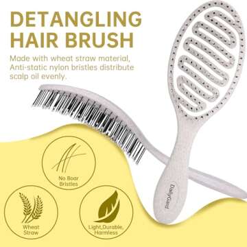 Daily Gard Detangling Brush, Dry and Wet Vented Detangler Hair Brush for Women and Men, Paddle Quick Drying Hairbrush for Wet/Dry/Curly/Thick/Long/Wavy/Damaged Hair, Beige