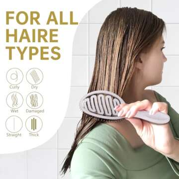 Daily Gard Detangling Brush, Dry and Wet Vented Detangler Hair Brush for Women and Men, Paddle Quick Drying Hairbrush for Wet/Dry/Curly/Thick/Long/Wavy/Damaged Hair, Beige