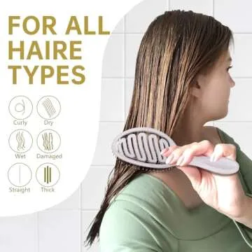 Daily Gard Detangling Brush, Dry and Wet Vented Detangler Hair Brush for Women and Men, Paddle Quick Drying Hairbrush for Wet/Dry/Curly/Thick/Long/Wavy/Damaged Hair, Beige