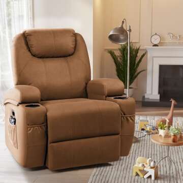 JUMMICO Power Lift Recliner Chair with Massage for Elderly Faux Leather Modern Reclining Sofa Chair ...
