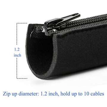 Teskyer 4 Pack Cable Management Sleeves, Cord Organizer Sleeve with Zipper, Wire Wrap Covers, Cable Organizer Sleeves for TV, Computer, Office, 15" Per Sleeve