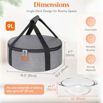Lifewit Round Insulated Casserole Carrier - Perfect for Potlucks and Picnics