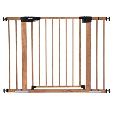 Mom's Choice Award Winner-BABELIO 26-40 Inch Metal Baby Gate with Wood Pattern, Easy Install Pressur...