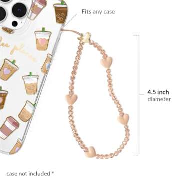 VELVET CAVIAR Phone Charm Wrist Strap - Cute Beaded Cellphone Wristlet - Lanyard Accessory for Women - Fits all Phone Cases including iPhone 15 Pro Max / 14 Pro Max / 13 Pro Max / 12 (Nude Heart)