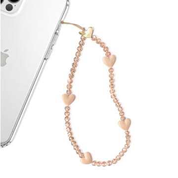 VELVET CAVIAR Phone Charm Wrist Strap - Cute Beaded Cellphone Wristlet - Lanyard Accessory for Women - Fits all Phone Cases including iPhone 15 Pro Max / 14 Pro Max / 13 Pro Max / 12 (Nude Heart)