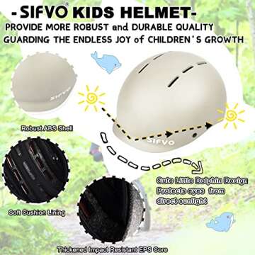 Kids Helmet, SIFVO Kids Bike Helmet Skateboard Helmet Scooter Helmet All-Round Protection Boys Girls Bike Helmet Adjustable & Durable 51-55cm