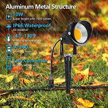 ZUCKEO 10W Low Voltage Landscape Lights LED Landscape Lighting with Connectors, 12V Outdoor Spotligh...