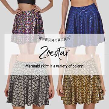 Zoestar Mermaid Skirt Sparkly Hip Scarf Beach Fish Scale Skirt Party Club Costume Mermaid Skirts for Women and Girls (as1, Waist, Numeric_25, Regular, Green)