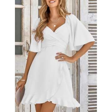 Dokotoo Women's Summer Wrap V Neck Mini Dress