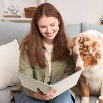 Vienrose Scrapbook Photo Album Hard Linen Cover 8 x 8 Inch Photo Book Kraft Paper with Stickers Memory Book 40 Pages for Wedding, Couple, Family, Beige