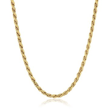 14k Gold Over Sterling Silver Diamond Cut Rope Necklace 18"