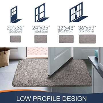 Walensee Indoor Doormat, Front Door Mat for Entrance (20"x32" Light Grey) Machine Washable Entryway Rug Non Slip Dirt Trapper Door Rugs Absorbent Low Profile Shoes Scraper Inside Floor Mats