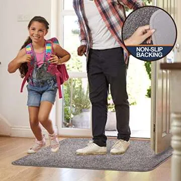 Walensee Indoor Doormat, Front Door Mat for Entrance (20"x32" Light Grey) Machine Washable Entryway Rug Non Slip Dirt Trapper Door Rugs Absorbent Low Profile Shoes Scraper Inside Floor Mats