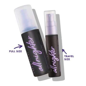 Urban Decay All Nighter Long-Lasting Makeup Setting Spray - Pack of 2 - Full Size (4.0 fl oz) & Travel Size (1.0 fl oz) - Lasts Up To 16 Hours - Oil-Free - Natural Finish