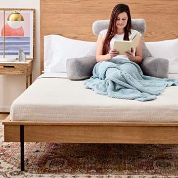 LINENSPA Reading Pillow with Shredded Memory Foam- Back Pillow for Sitting in Bed, Reading, Gaming, ...