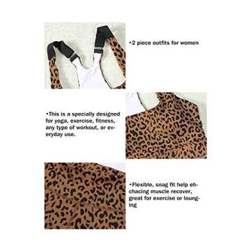 Aleumdr Womens High Waisted Leopard Print Workout Sets Two Pieces Outfits Suits Yoga Pants with Sports Bra Gym Clothes Leopard Medium 8 10