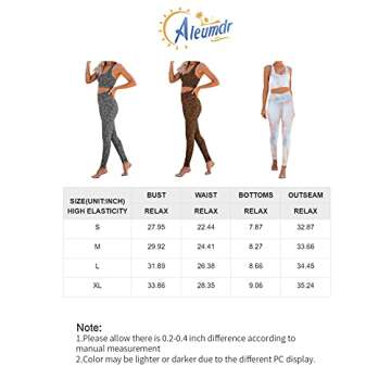 Aleumdr Womens High Waisted Leopard Print Workout Sets Two Pieces Outfits Suits Yoga Pants with Sports Bra Gym Clothes Leopard Medium 8 10